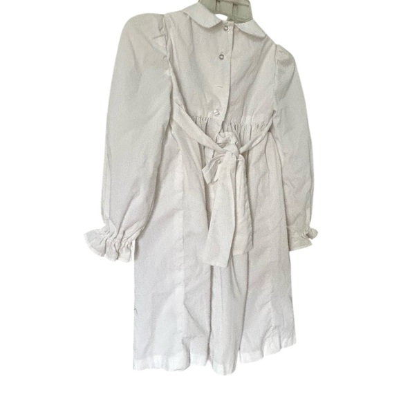 VTG Girls Smocked Strawberry Dress White Embroidered Long Sleeve Collar READ - Picture 6 of 10